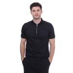 Hugo Boss Mens Mercerized Cotton Zip Neck Polo Shirt in Navy - Size X-Large