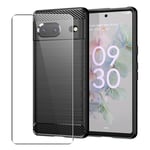 Carbon Case for Google Pixel 7 Phone Cover and Glass Screen Protector