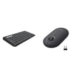 Logitech Pebble Keys 2 K380s, Multi-Device Bluetooth Wireless Keyboard with Customisable Shortcuts,Slim and Portable & Pebble Wireless Mouse with Bluetooth or 2.4 GHz Receiver, Slim Computer Mouse