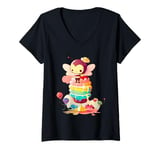 Womens Adorable Bee With Ice Cream V-Neck T-Shirt