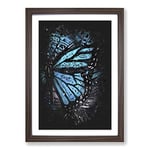 Big Box Art The Blue Butterfly Effect Paint Splash Framed Wall Art Picture Print Ready to Hang, Walnut A2 (62 x 45 cm)