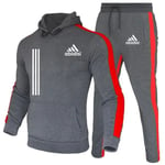 2-delat herr tracksuit 2024 höst vinter jogging sportkläder set sweatshirts hoodies jackor och träningsbyxor herrkläder gray  B XXXL