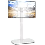 RFIVER Universal TV Stand Slim Corner TV Floor Stand for 32-65 Inch TVs, Height Adjustable Swivel Cantilever Tall TV Stand with Tempered Glass Base Max VESA 400x400mm up to35kg, White