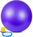 65cm ANTI BURST YOGA EXERCISE GYM PREGNANCY SWISS FITNESS ABS BALL + PUMP PURPLE