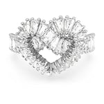 Swarovski Bague cocktail Matrix, cœur, cristaux blancs, plaqué rhodium