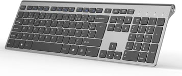 Clavier sans Fil Rechargeable,2.4G Clavier Pleine Taille AZERTY,Clavier pour PC Compact et Ergonomique,Ordinateur Portable,Mac et Smart TV,Compatible pour Windows 10 / XP / 7/8 / Vista