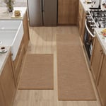 Tapis Cuisine Devant Evier, Tapis de Couloir en tpr Caoutchouc ​Antidérapant Lavable pour Chambre, Salon, Bureau - Marron 45x70cm