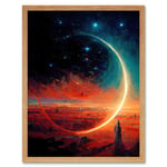 Moon Magic In Exoplanet Field Astronomy Waxing Crescent Art Print Framed Poster Wall Decor 12x16 inch