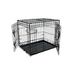 BUNNY BUSINESS Doggy Style Cage Pliante en métal pour Chien avec 2 Portes coulissantes et Plateau de Base en métal résistant à la Mastication pour Dressage de Chiot Noir Taille XL 106,7 cm