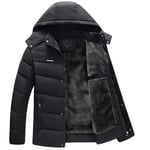 ZJHZN Parka Hommes Manteaux 2021 Veste d'hiver Hommes Épaissir À Capuche Outwear Imperméable Manteau Chaud Vêtements pour Pères Occasionnel Chaud Pardessus Homme, FK048Black, M