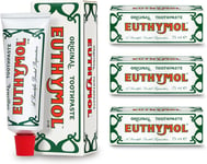 Euthymol Original Toothpaste 75ml x 3, Fluoride Free, Anti-Plaque, Cavity Teeth