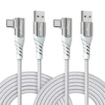 Fasgear USB C 90 Degree Cable: Right Angle Type C Fast Charging Cord Quick Charge Lead Compatible with Sam-sung Galaxy S20 S10 plus S9 S8 A70 A51 | Hua-wei P30 P20 | Red-mi Note 8 (10ft, 2 White)