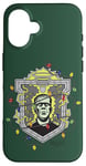 Coque pour iPhone 16 Universal Monsters Frankenstein Christmas Lights Crest