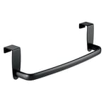 mDesign Stainless Steel Tea Towel Holder - Over Door Towel Rail with No Drilling Required - Kitchen Towel Holder - Ideal for Kitchens & Bathrooms - Matte Black