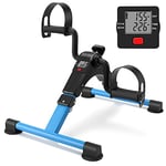 Mini vélo d'appartement à pédale Pliable Portable sous Le Bureau avec écran LCD pour entraînement des Bras et des Jambes (Bleu)