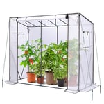 Ohuhu Walk In Greenhouse for Outdoors: Portable Green House Heavy Duty with Roll-Up Zippered Door PE Cover, Tall Plastic Greenhouses for Outside Winter Plants Shed for Backyard, White 200x77x170 cm