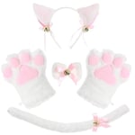 Söt katt Cosplay rekvisita kattöron pannband kattklohandske kattsvans Black H pink