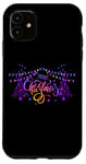 iPhone 11 Colorful Modern Merry Christmas Purple Pink Lights Case