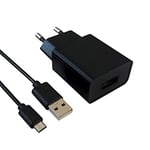 ISIUM, 900069, Chargeur Secteur 1 USB 2.4A + Cable Micro USB 2M, Entrée 100/240V, Sortie : 5V 2.4A, Cordon Micro US, Longueur 2m, Noir