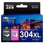 GPC Image 304XL 2 Combo Pack Remanufactured Ink Cartridges for HP 304 XL for ENVY 5010 5020 5030 5032 DeskJet 2620 2622 2630 2632 2633 2634 3720 3730 3733 3735 3750 3760 (1 Black, 1 Tri-Colour)