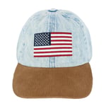 New David & Young American Flag Embroidered Denim Cap with Contrast Brim