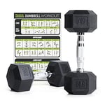 PhysKcal Hex Dumbbells Set 5kg Pair, Odourless Poly Rubber Encased Dumbbells 2.5KG 5KG 7.5KG 10KG 12.5KG 15KG 20KG Pair or Single Home Gym Weights Set, 2.5KG Pair