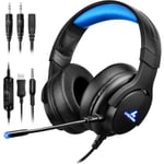 Gaming Headset med mikrofon LED-ljus, 3,5 mm ingång - för PC, PS4, Xbox One, Nintendo Switch