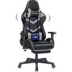 Chaise Gaming Fauteuil Gamer Chaise De Bureau Ergonomique avec Repose-pied Appui-tête Support Lombaire Massage Hauteur réglable Gris