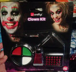 3 x SMIFFY Clown Kit HALLOWEEN MAKE UP SCARY FAKE BLOOD HORROR ADULTS FACE PAINT