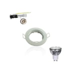 Kit Spot LED GU10 COB dimmable 5W équivalent 50W Blanc chaud 2700K fixe blanc