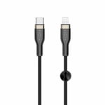 Fast flettet serie USB-C/Lightning-kabel - 1,2 meter svart