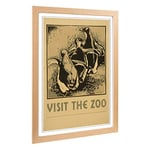 Big Box Art Framed Print of Vintage WPA Poster Visit The Zoo (1) Design | Wall Art Picture | Home Decor for Kitchen, Living Room, Bedroom, Hallway, Oak, A2 / 24.5x18 Inch / 62x45cm