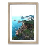 Big Box Art View of The Coasta Brava in Spain Painting Framed Wall Art Picture Print Ready to Hang, Oak A2 (62 x 45 cm)