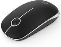 Souris Sans Fil 2,4 G Avec 1600 Dpi Pour Pc/Ordinateur Portable/Macbook/Linux,3 Boutons Silencieux,Pour Droitiers Et Gauchers,Autonomie De La Batterie De 18 Mois,Noir Et Argent