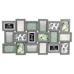 Large Multi Aperture Collage Picture Frame Holds 9/11/18 Photos 6x4 Wood Look (18 Piece Phot Frame, Grey)