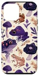 Coque pour iPhone 12 mini Violet Abstrait Tropical Grenouille et Champignon Cottagecore Art