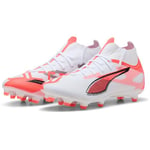 PUMA Femme Ultra 5 Match+ FG/AG Wn's Chaussure de Football, White Black-Glowing Red, 39 EU