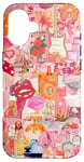 Coque pour iPhone 16 Preppy Pink Whimsy Collage Mode & Fun Illustration Mix