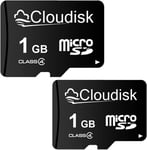 Pack de 2 Cartes Micro SD de 1 go Carte mémoire microSD Class4 avec Adaptateur SD (1 go)(Q82)