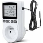 Largeight - Prise Thermostat, Prise Minuteur Digital, Prise Programmable Digitale avec Sonde, Minuterie Numérique Programmable, Prise Thermostat