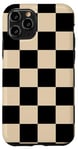 Coque pour iPhone 11 Pro Beige Black Checkerboard Vintage Minimalist Retro Aesthetic