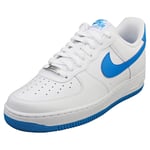 Nike Air Force 1 07 Mens White Blue Fashion Trainers - 8 UK