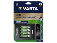 Varta LCD ULTRA FAST CHARGER+ - 0,25 h batteriladdare - (för 4xAA/AAA) + växelströmsadapter + bilströmsadapter 4 x AA-typ - NiMH - 2100 mAh