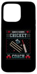 Coque pour iPhone 15 Pro Max Pull de Noël moche pour entraîneur de cricket préféré du Père Noël