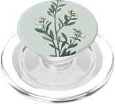 Leaves Botanical Plant Line Art Sage Green Wildflower Floral PopSockets PopGrip for MagSafe