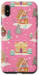 iPhone XS Max Preppy Pink Christmas Gingerbread House and Xmas Tree Winter Case