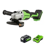 Greenworks Meuleuse d'angle sans fil GD24SAG + Tools Batterie G24B4 2ème génération + Tools Chargeur de batterie G24C