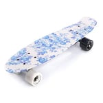 meteor Skateboard Plastic Cruiser Ridge Mini Skate 22"/56cm Planche a roulettes Vintage Complet (Flowers White)