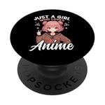 Just a Girl Who Loves Anime Merch Afro-Américain Afro PopSockets PopGrip Adhésif