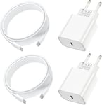 Lot de 2 pour Chargeur iPhone 16/15, 20W Chargeur USB C Rapide avec 2m Câble USB C vers USB C pour iPhone 16/15/15/16 pro/15/16 Pro max/16/15 Plus, iPad Pro, iPad Air, iPad Mini